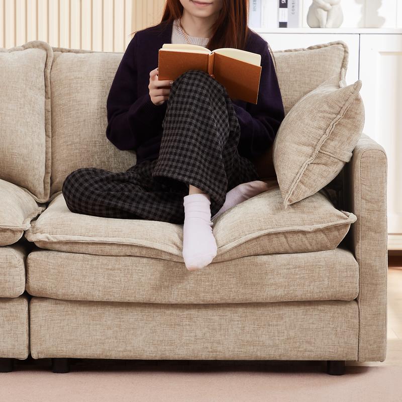 Sectional Sofa Modular Couch 102 Inch L Shaped Couch Set for Living Room, 3-Seater Comfy Cloud Couches with Movable Ottoman, DIY Combination, Chenille, Coffee Sectional Sofa Modular Couch 102 Inch L Shaped Couch Set for Living Room, 3-Seater Comfy Cloud Couches with Movable Ottoman, DIY Combination, Chenille, Coffee