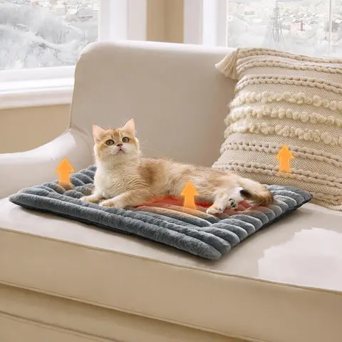 Bedsure Self Warming Pet Bed Mat，Ultra Soft Corduroy Thermal Bed for Dogs & Cats, No Electric Heat Safe Warm Pad for Winter Cold Weather,Machine Washable