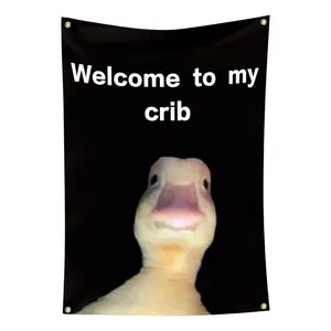 Welcome to My Crib Flag，2x3 Feet Tapestry Funny Poster Durable Man Cave Wall Flag with Brass Grommets room decor for bedroom Banner slogan