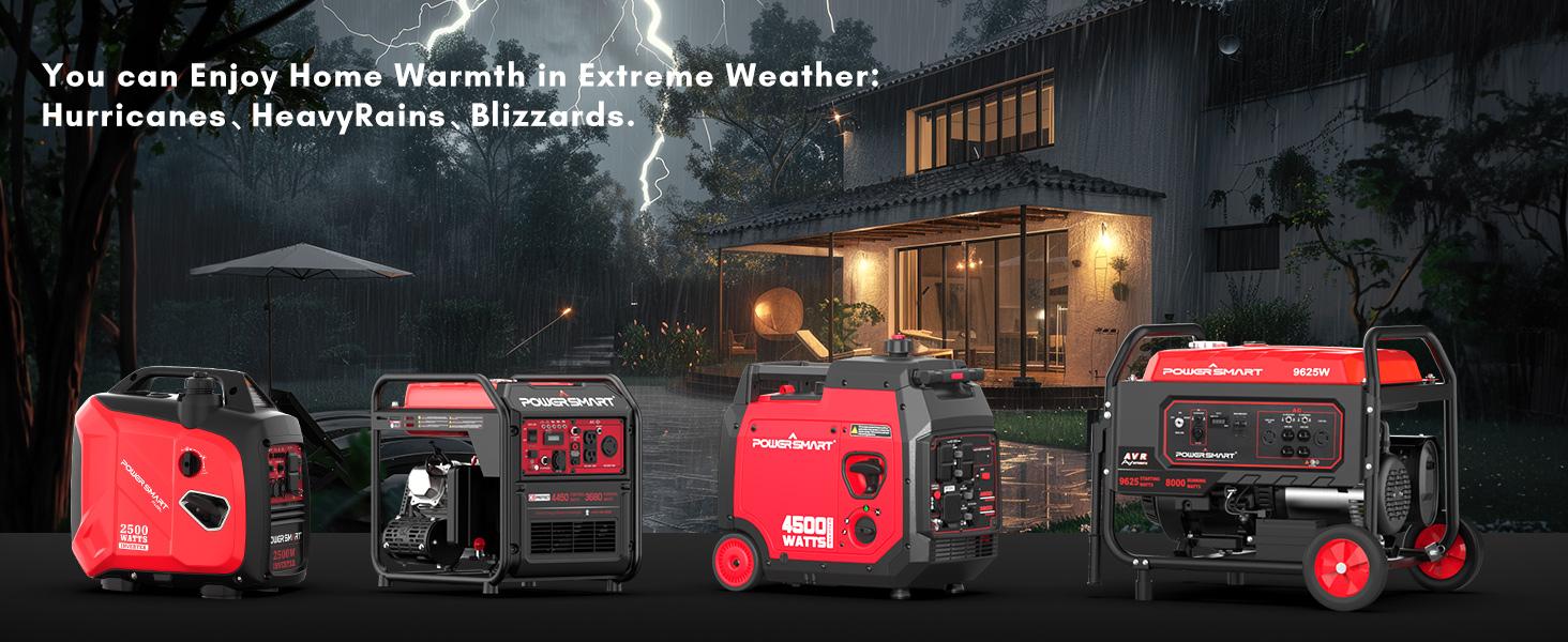 Powersmart 2500W Inverter Gas Generator ,39-Pound RV Ready Outdoor Generator, Parallel Capability, Quiet Generator for Home Use,Camping,Low Fuel Consumption,Portable,Quiet Operation,Outdoor Use, Hurricane,Emergency(HB5020 HB5020C)