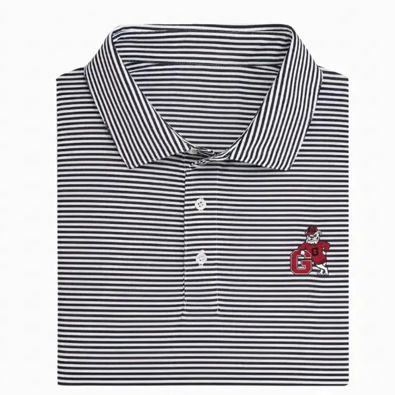 Men's UGA G Dog Performance Polo Shirt - Red Tri-Stripe Short Sleeve Shirt, 3D Print, Moisture-Wicking Polyester Blend, All-Season Multi-Function Top, All Seasons