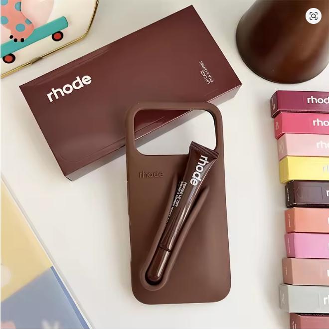 Phone Case That Holds Your Lip Gloss Soft Silicone Design for iPhone 11-17 Promax with Built-In Beauty Accessory Holder