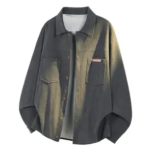 Spring new corduroy long-sleeve shirt for men; casual retro loose jacket; unisex collared streetwear casual jacket; minimalist workwear shirt; soft and comfortable fabric, suitable for everyday wear.