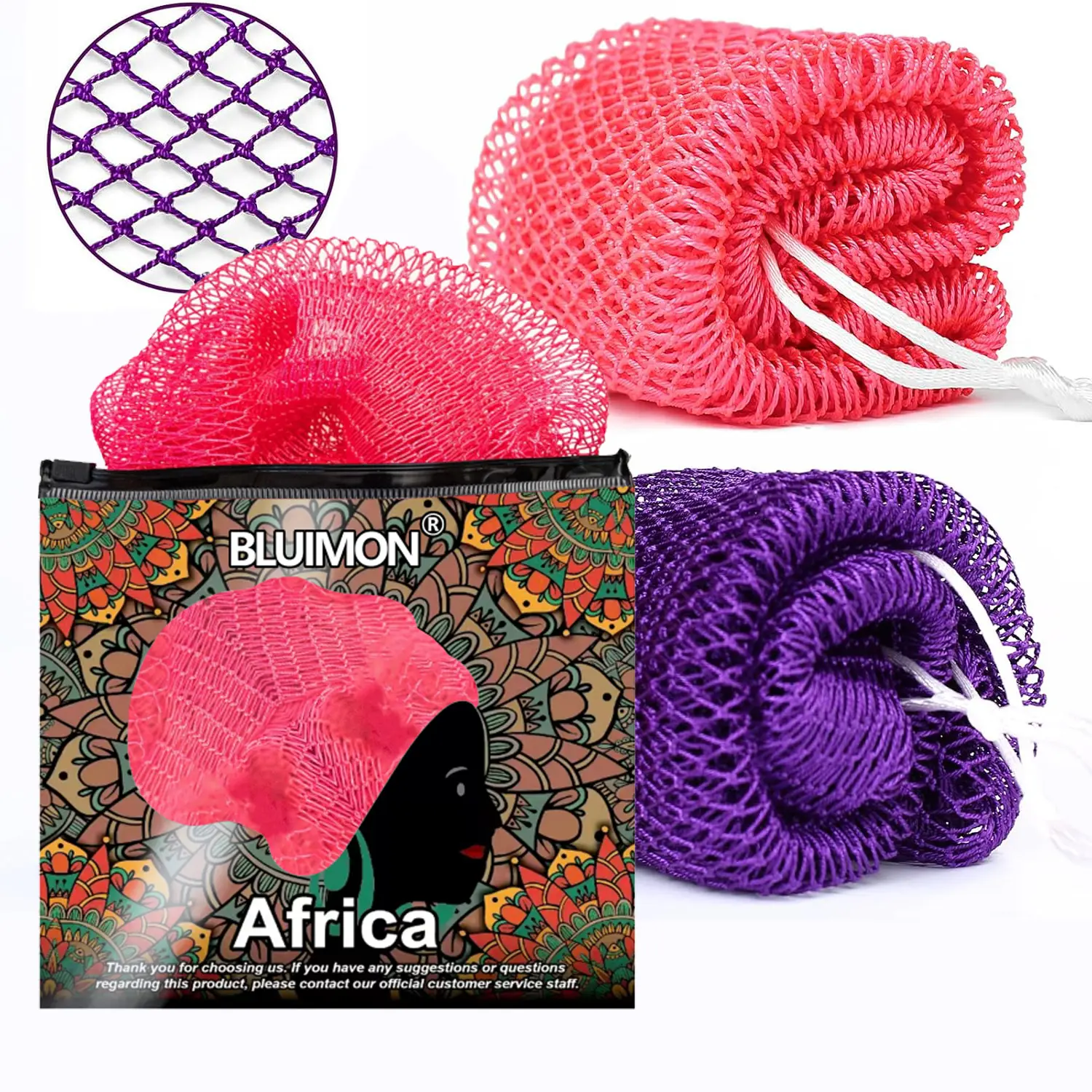Authentic African Exfoliating Net Bath Sponge - African Net Sponge, Ethically Sourced from Nigeria, 45-in Long Back Scrubber for Daily Use, Accessories,back to school