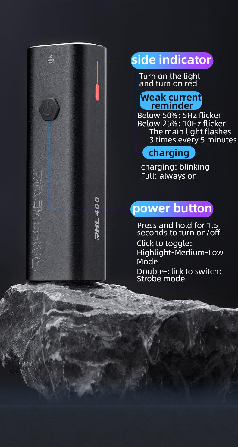 ROCKBROS Bike Lights USB Rechargeable IPX6 Waterproof Bike Headlight Easy Installation Bright Bike Front Light for Night Riding