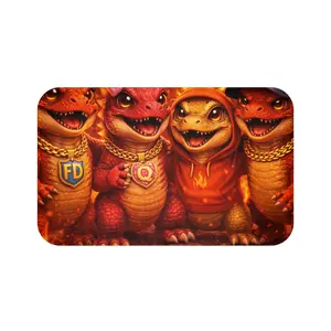 Cute Fire Dinos Family Bath Mat