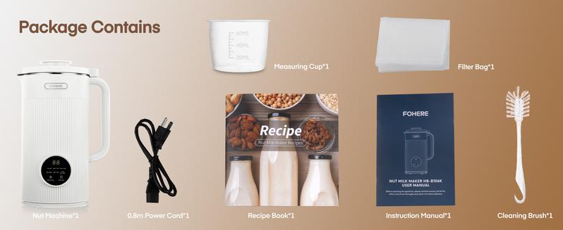 FOHERE 8 in 1 Nut Milk Maker Machine, 35oz Soy Milk Maker with 8 Upgraded Blades for Homemade Almond, Oat, Soy, Juice, Plant Milk, Delay Start/Self Cleaning/Keep Warm/Boiling Water