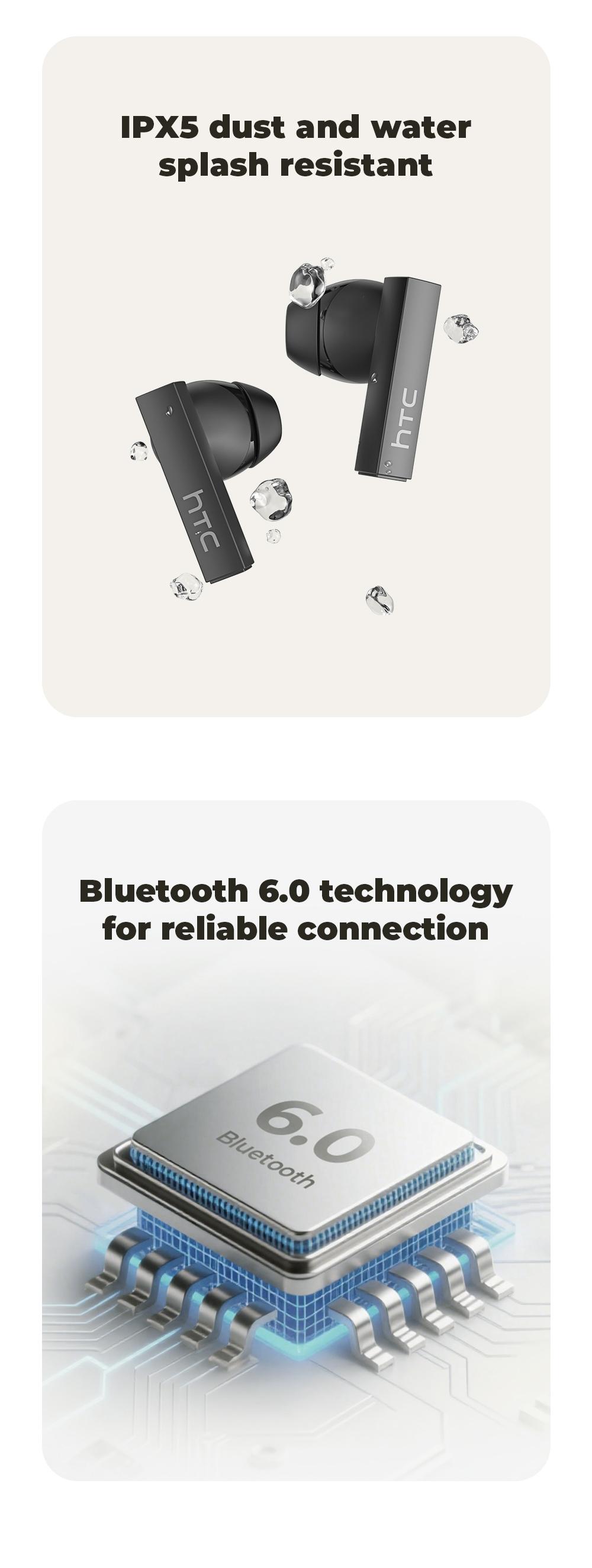 HTC NE40 Wireless Bluetooth Headset, 134 Language Translation, LED Display, Waterproof In-Ear, App Support