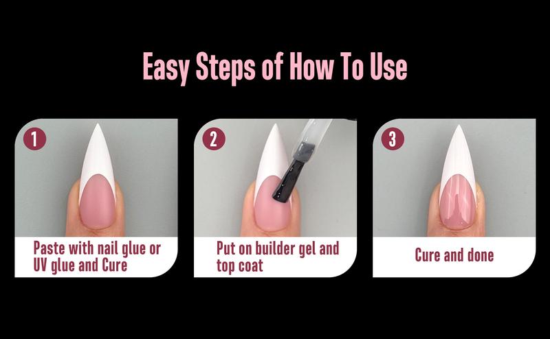 NOVO OVO White French Tip Sharp Stiletto Pointed Medium Long Nail Tips Press on Berry Pink,Soft Gel Fake Acrylic Extension, Full Cover False Nails for Salon DIY x 16 Sizes 160 pcs【NO GLUE ,TOP COATAND LAMP INCLUDED】