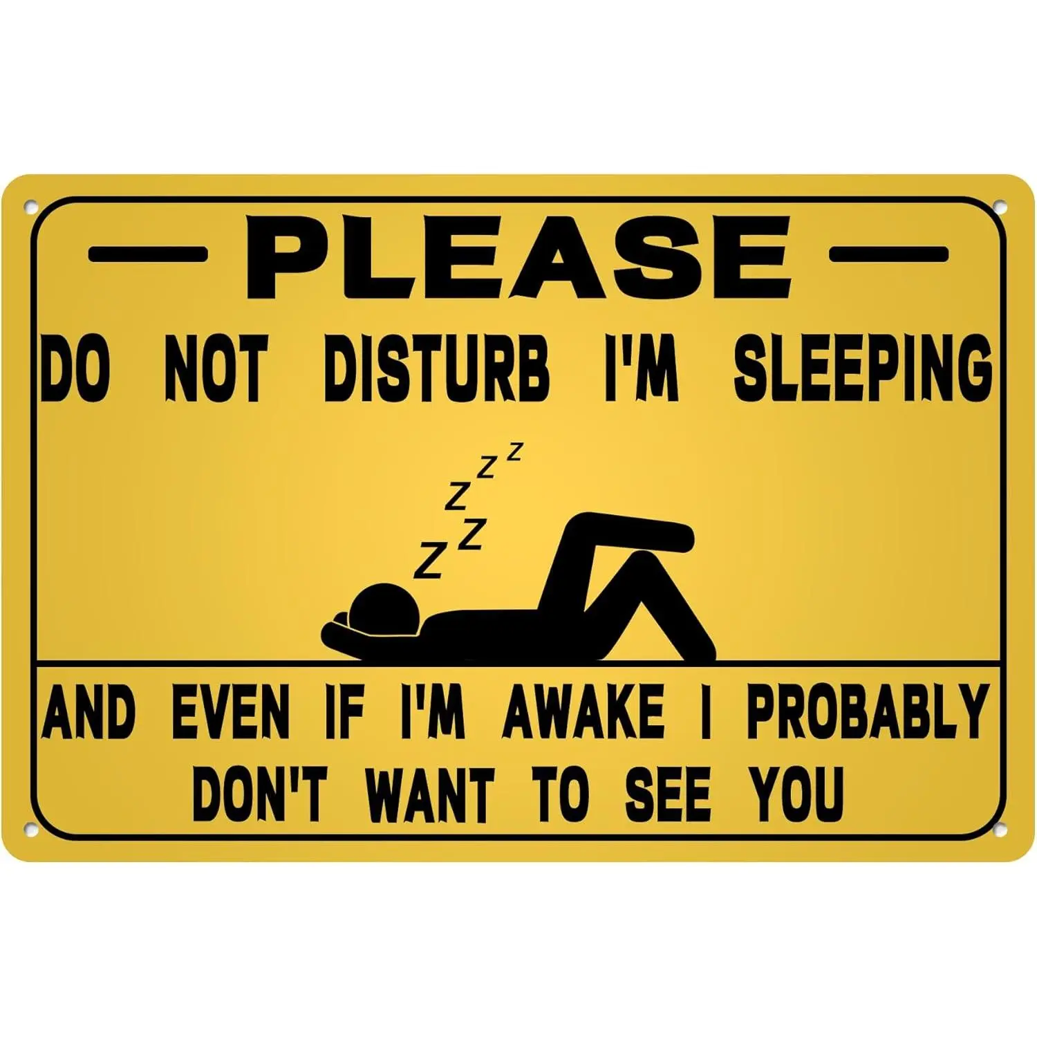 8x12 in Funny "Please Do Not Disturb I'm Sleeping" Tin Sign, Home Decor Wall Signage, Bedroom Decor Metal Plaque for Home Gate - Ideal Gift, Light