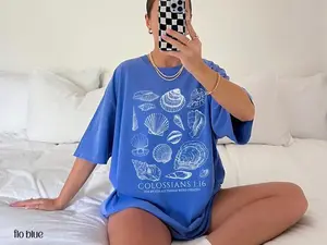 Comfort Colors Seashell Bible Verse Shirt, Ocean Life Coastal Aesthetic, Women Faith Apparel, Comfort Colors Oversized Beach Tee, Baptism Teen Girl Gift, Gift For Her, Cotton Fabric