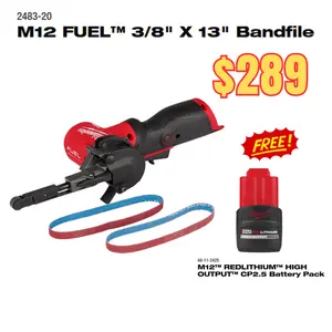 M12 FUEL™ 3/8" X 13" Bandfile 2483-20 with Free CP2.5 Battery Pack
