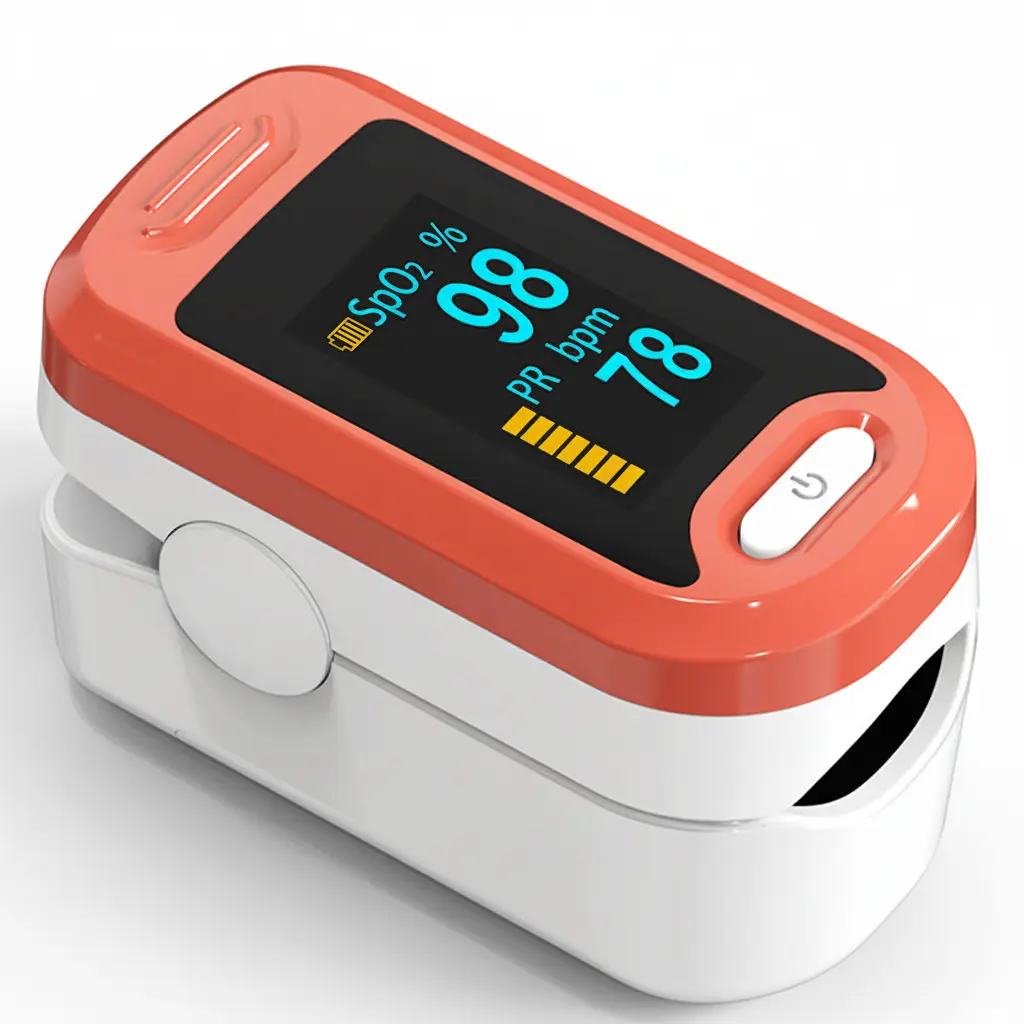 Portable Fingertip Pulse Oximeter Blood Oxygen Health Monitor for Adults - 1-Button Operation, Bright Display Digital Screen, Auto Shut-Off, Lanyard-Included Personal Care Healthcare Kit
