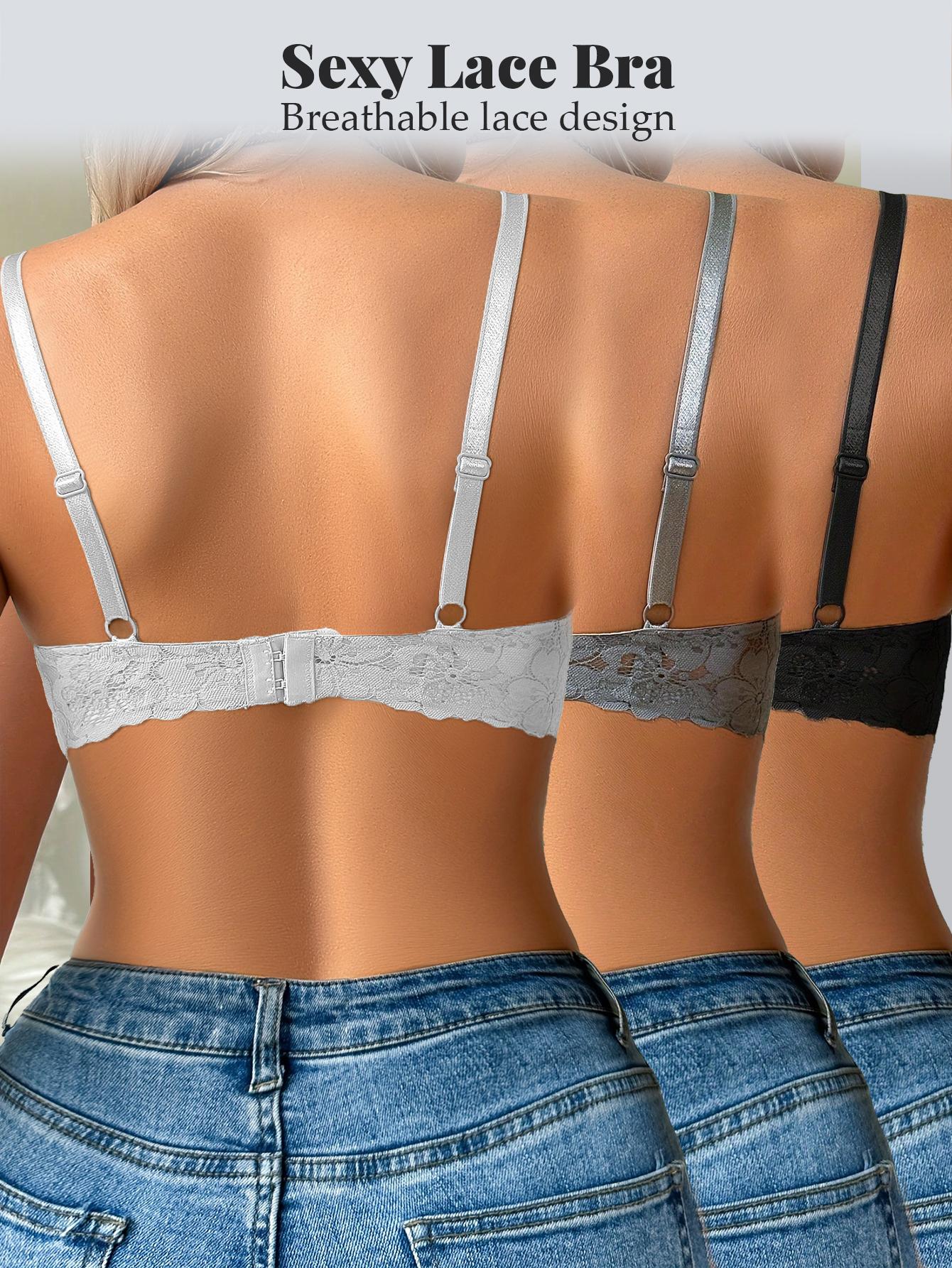 1/3PCS Sexy Lace Push-Up Jacquard Bra ,Ajustable Straps, Side Support & Breathable Fabric ,Soft Comfortable Elegance Romantic Floral bras for women,Multi-functional Everyday