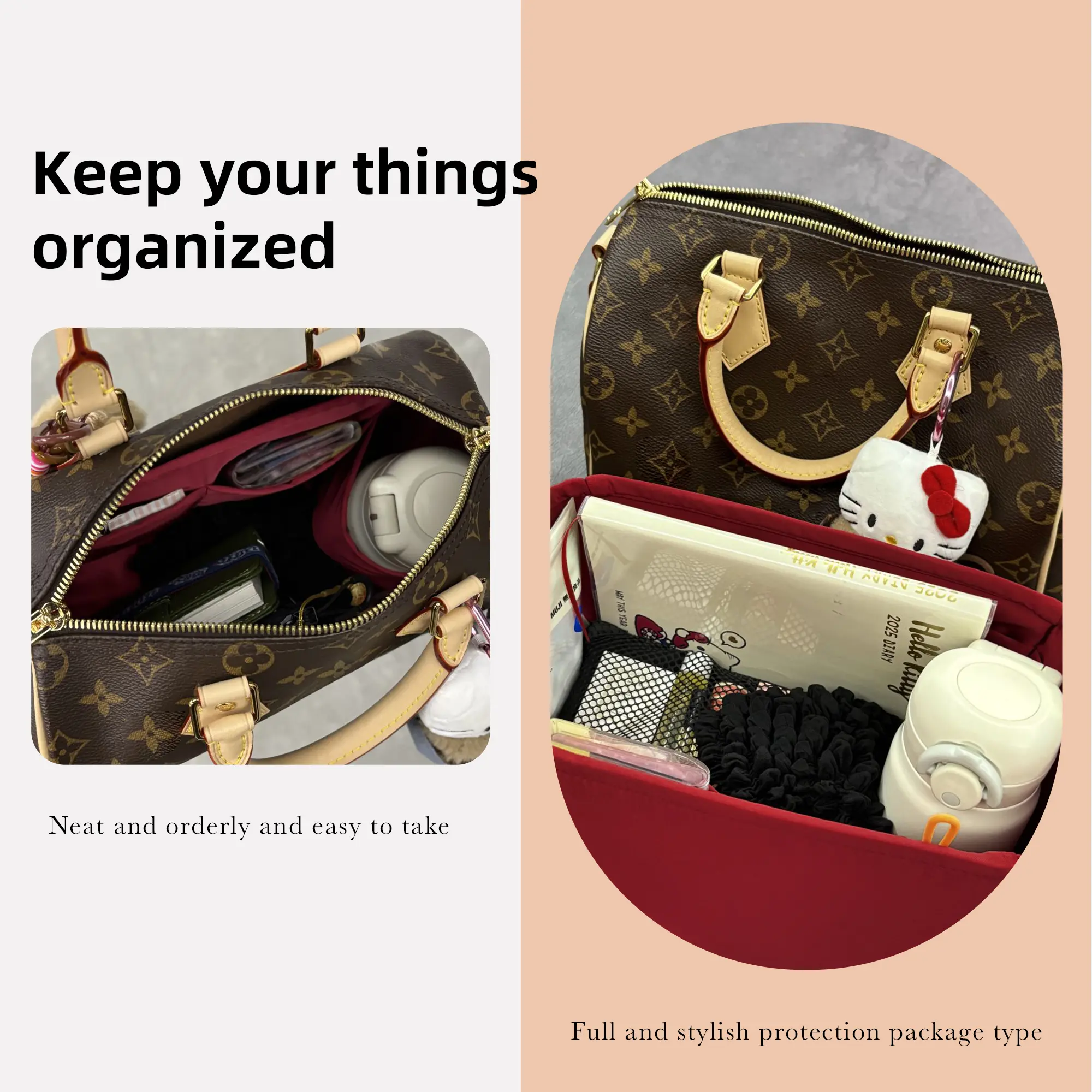 DGAZ Silk Pocket Organizer Insert, Silky Smooth Bag Shaper for LV