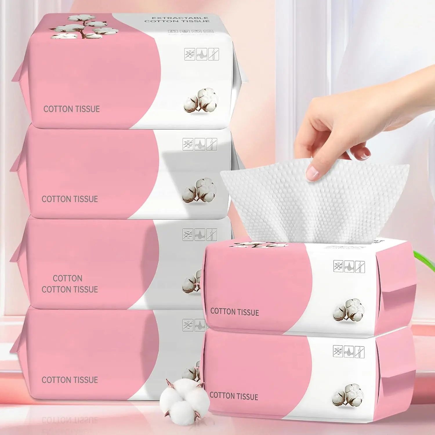 Disposable Face Towel, Ultra Soft & Thick Washcloths, Biodegradable Facial Towels for Sensitive Skin, Makeup Remover Dry Wipes, Lint-Free Towelettes for Cleansing