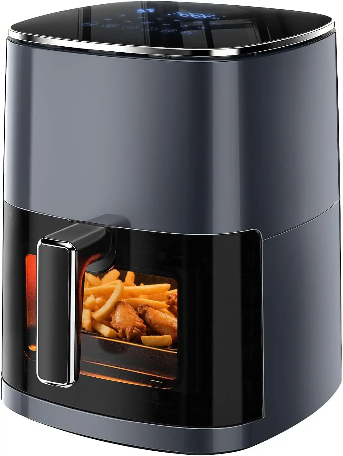 Simple Deluxe 6.34QT Digital Air Fryer - Compact Dishwasher, Countertop, Family-Sized, Grease Reduction, Easy to Use Fryer with Viewing Window, 12 Presets, Nonstick Dishwasher-Safe Basket, 1700W, Gray, Compact Dishwasher Fryers, Countertop Fryers