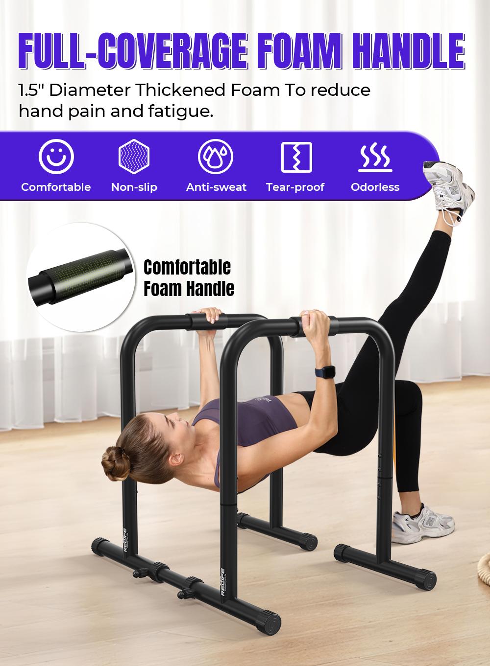 RELIFE REBUILD YOUR LIFE Multi-Function Dip Station Heavy Duty Dip Stands Calisthenics Dip bar Station Exercise Stabilizer Parallette Push Up Stands
