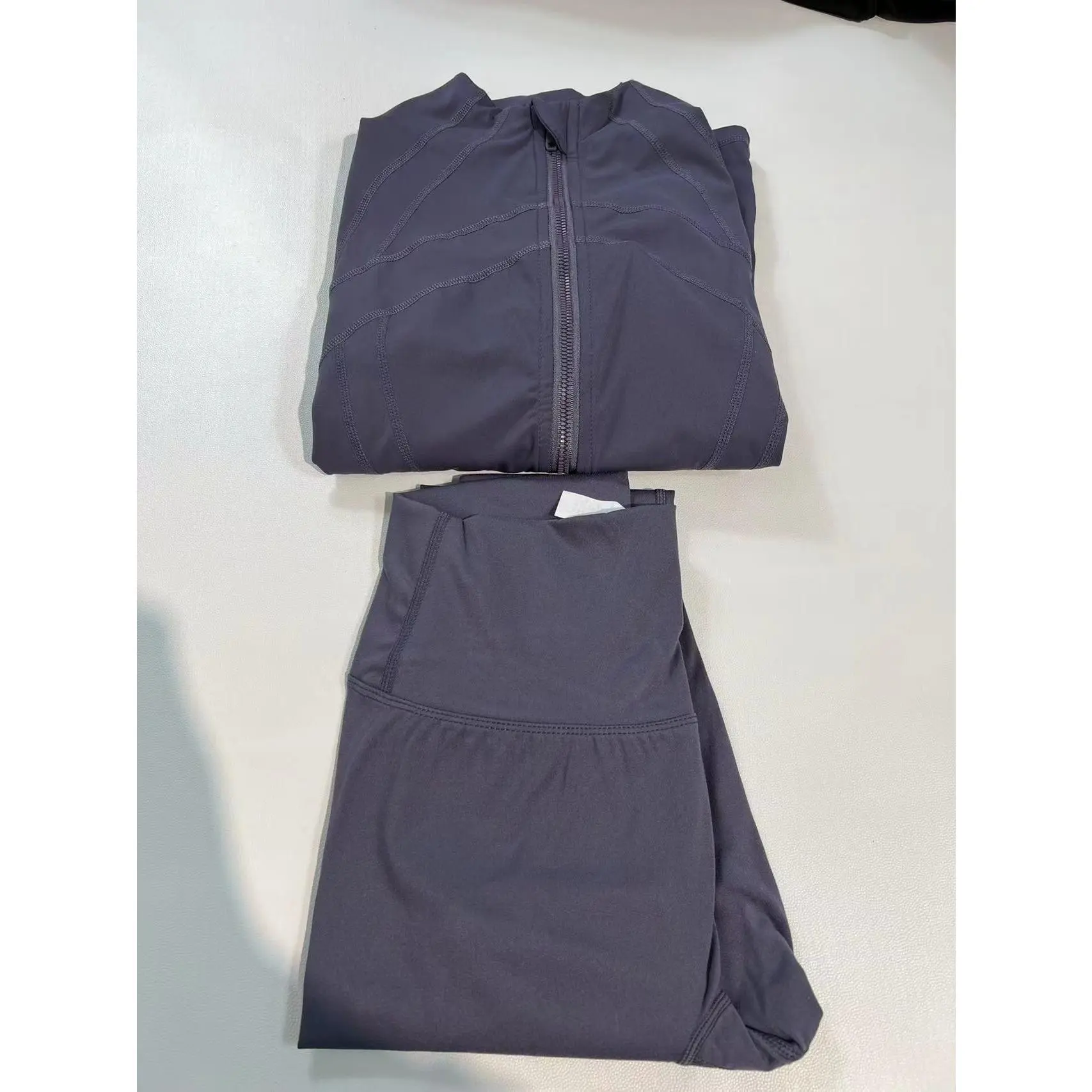 Light purple gray stand collar jacket