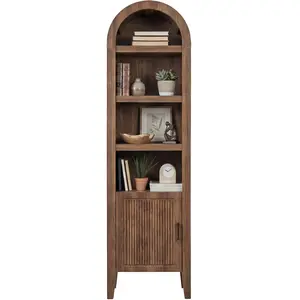 Best Choice Products 72 Tall Narrow Storage Cabinet w/ Adjustable Shelves, 4-Tier Modern Arched Bookcase"