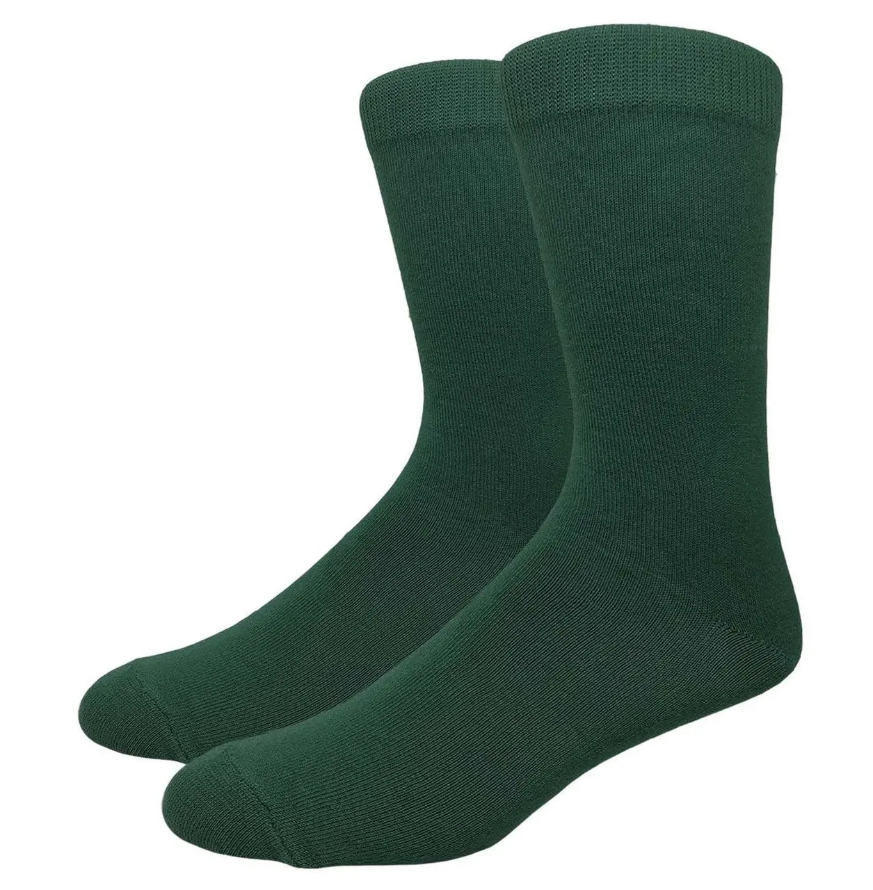 Solid Color Crew Cotton Dress Socks - Forest Green Solid Color Crew Cotton Dress Socks - Forest Green