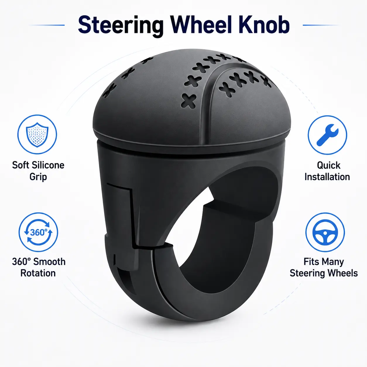 Automotive Steering Wheel Knob Car Accessory - Comfortable Silicone Grip, 360° Smooth Rotation, Quick Installation, Enhanced Convenience, Ideal for Low-Speed Use, Universal Fit for Cars, Trucks, Spin Grip Cover Compatible, Car Accessories