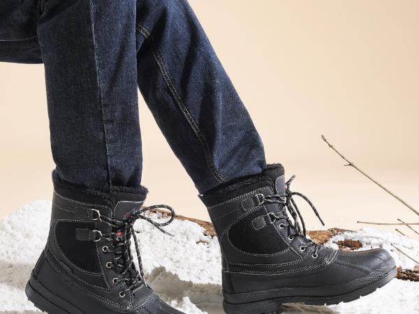 NORTIV 8 Men's Wide Fit Waterproof Winter Snow Boots