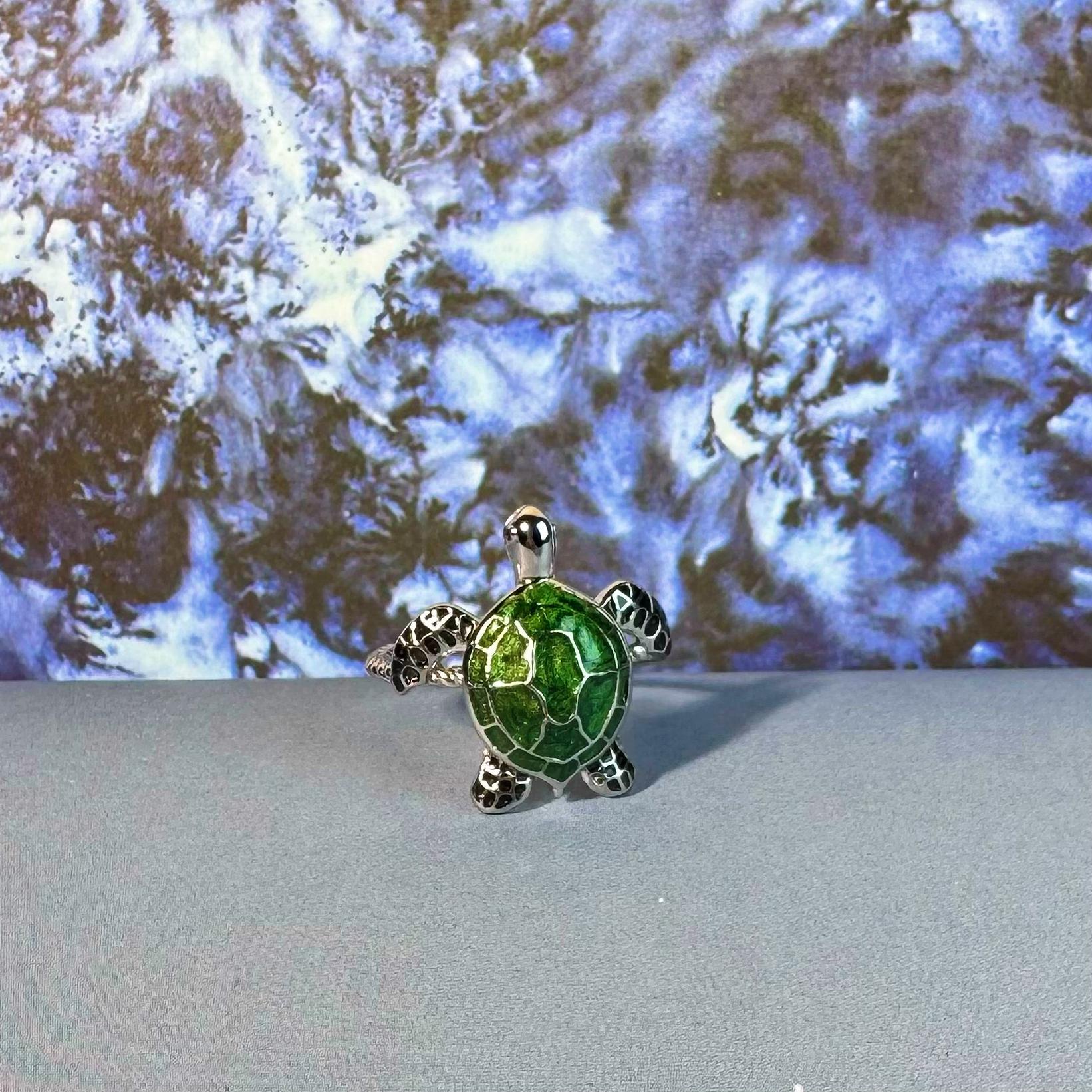 Lucky Turtle Ring-adjustable,Symbol of Ocean Wisdom, Beach Serenity, and Good Fortune for Couples or Friendship