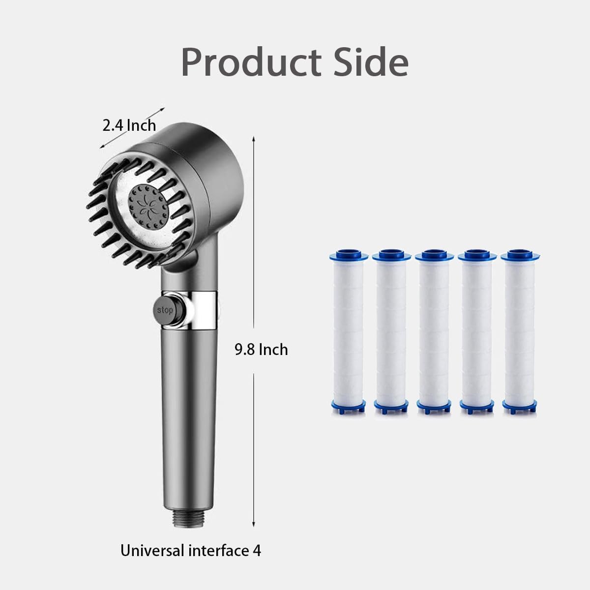 Multifunctional Massage Shower, Handheld High Pressure Shower Head,Massage And Skin Beauty Multifunctional Shower, 3 Settings 4 in 1 Detachable Showerhead with 47" Hose, Bracket and 5Filters hard water small  business  must  haves