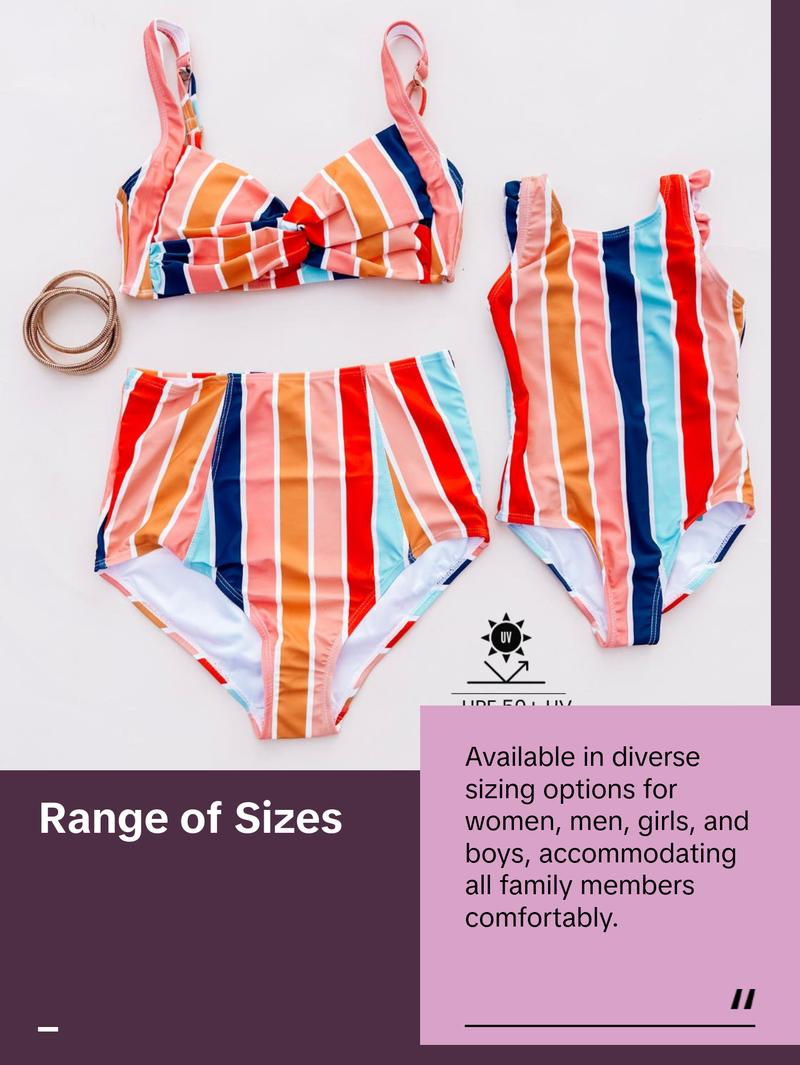 Family matching swimwear, family summer swimwear, Multi Striped Family Matching Swimwear