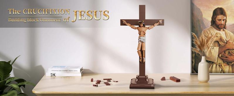 Jesus Crucifixion Building Blocks Set, Compatible Lego Religious Christian Toy Gift for Adults & Kids, Bible Story Model for Home Church Office Decor, 588 PCS
