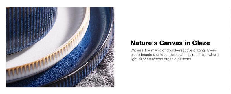 Famiware Star 12 Piece Dinnerware Sets, Plates and Bowls Set For 4, Double Reactive Glaze Dishwasher Safe and Microwave Safe