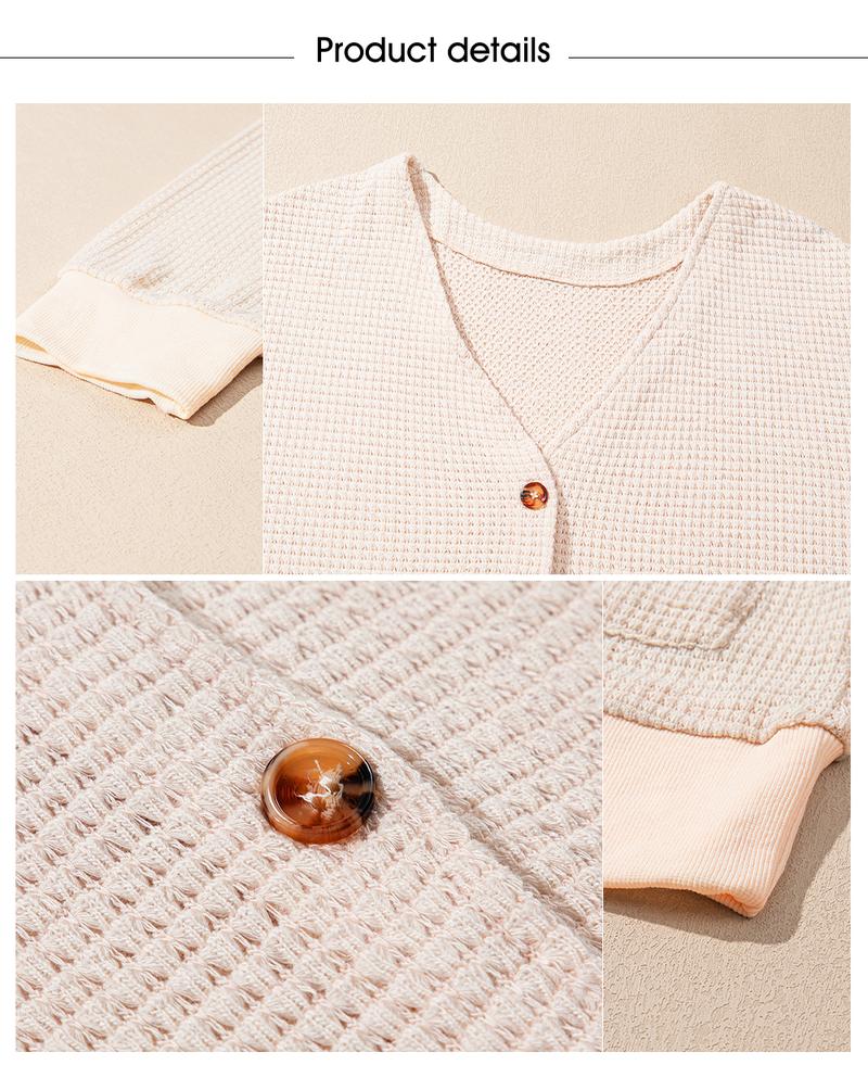 Aleumdr Women's Plus Size Cardigans Casual Long Sleeve Waffle Knit Front Button Tops 1X-5X Soft Breathable Stretchy Skin-Friendly Comfortable Everyday Wear  Knitwear Womenswear Shirts Blouses Basic