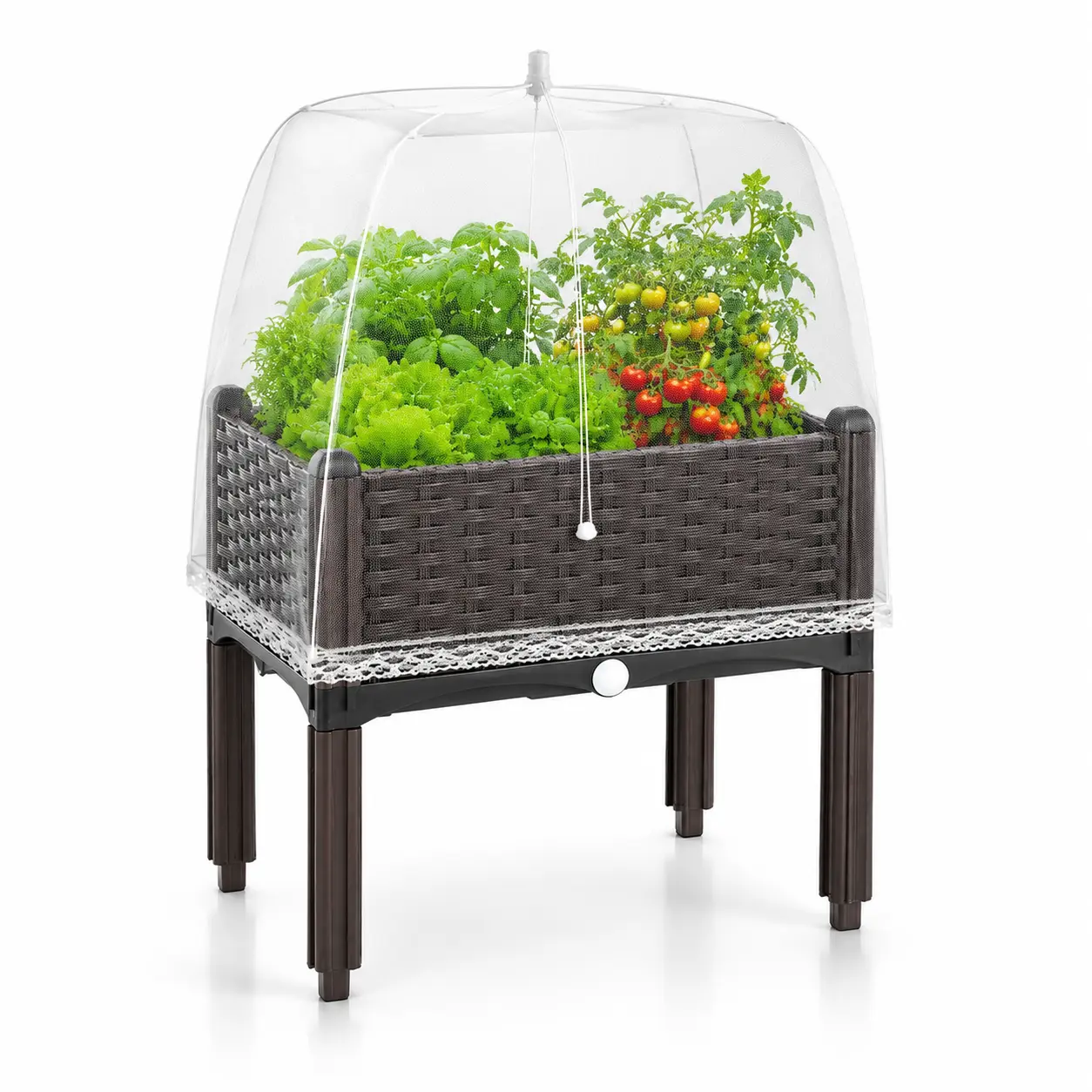 1-Pack Raised Garden Bed — Lightweight and durable plastic raised planter with drainage holes; suitable for growing plants, flowers, vegetables, tomatoes, and herbs—ideal for patios, decks, and balconies.