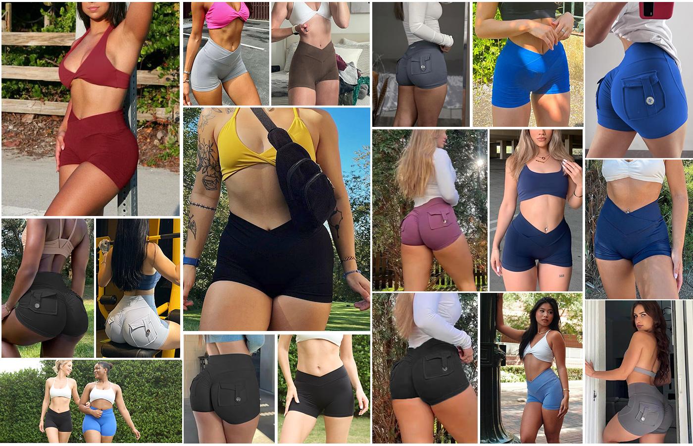 YEOREO CoreFlex Women High Waist Biker Shorts with Pockets Contour Seam Athletic Workout Shorts SpringStatements