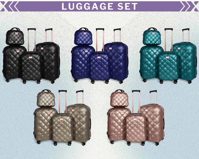 New York Xpress  Stylish Travel Luggage Set - PP Material, TSA Lock, 8-Wheel Spinner - Multiple Colors for Men & Women luggage