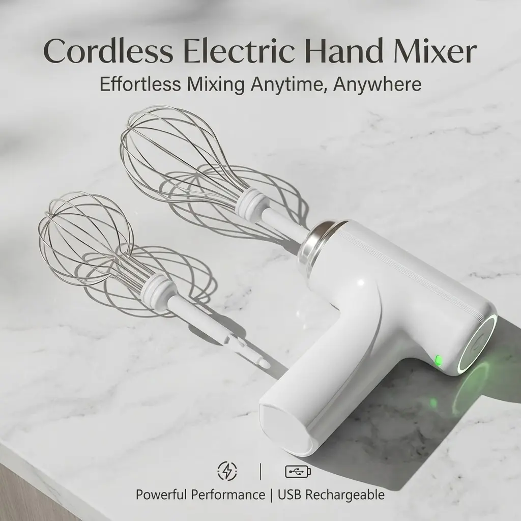 GMOX Cordless Rechargeable Hand Mixer - Lithium Battery, 3-Level Speed, Detachable 2pc Mixing Whisks, Effortless Food Mixer for Office Presentations, Portable Personal Handheld Kitchen Tool, Personal Mixer,back to school,back to school haul
