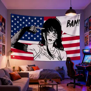 USA Flag / War Devil Yoru from Chainsaw Man anime, American flag outdoor decorative flag, garage flag, tapestry.