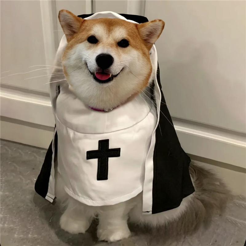 New Year Nun clothes cats and dogs disguise funny COS small and medium pet photo props cat funny costumes