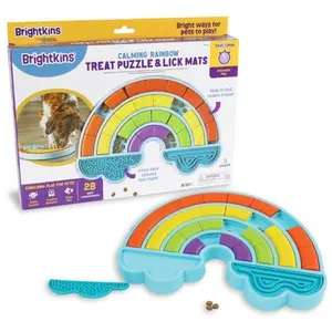 Brightkins Calming Rainbow Treat Puzzle & Lick Mat for Dogs - Slow Feeder, Mental Stimulation, Teething Aid, Perfect for Dog Birthdays & Enrichment