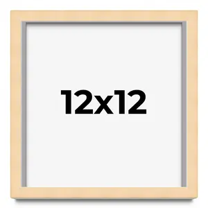 12x12 Solid Wood Picture Frame with UV-Resistant Acrylic & Acid-Free Backing, Available in 6 Finishes: Matte Black, Matte White, Metallic Bronze, Silver, Natural Wood Grain & Mahogany