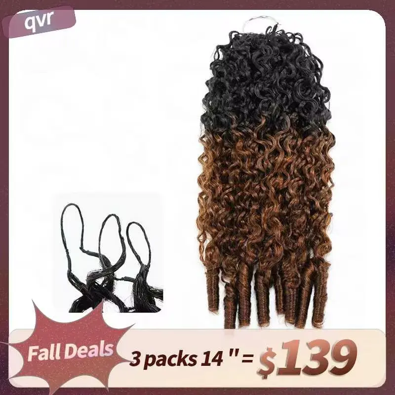 QVR #T1B/30 Burmese Curly Crochet Hair Natural Black Machine Made Feather Crochet Human Hair Extension TikTokShopBlackFriday