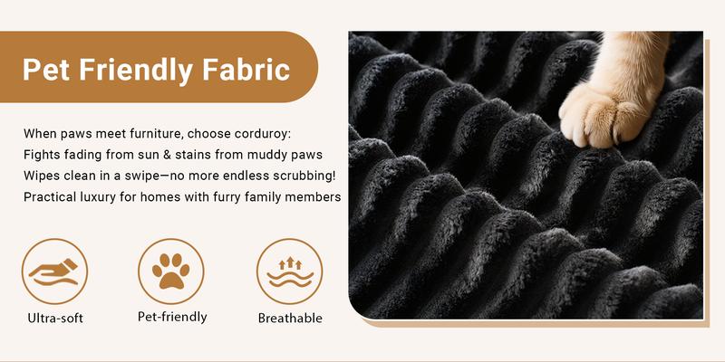 HOOOWOOO Modern 75" Oversized Double Chaise Lounge Upholstered Boneless Cloud Stupendous Chair Sofa Bed Deep Seat 【2 packages Delivery】Foam Couch for Living Room Bedroom No Assembly Required