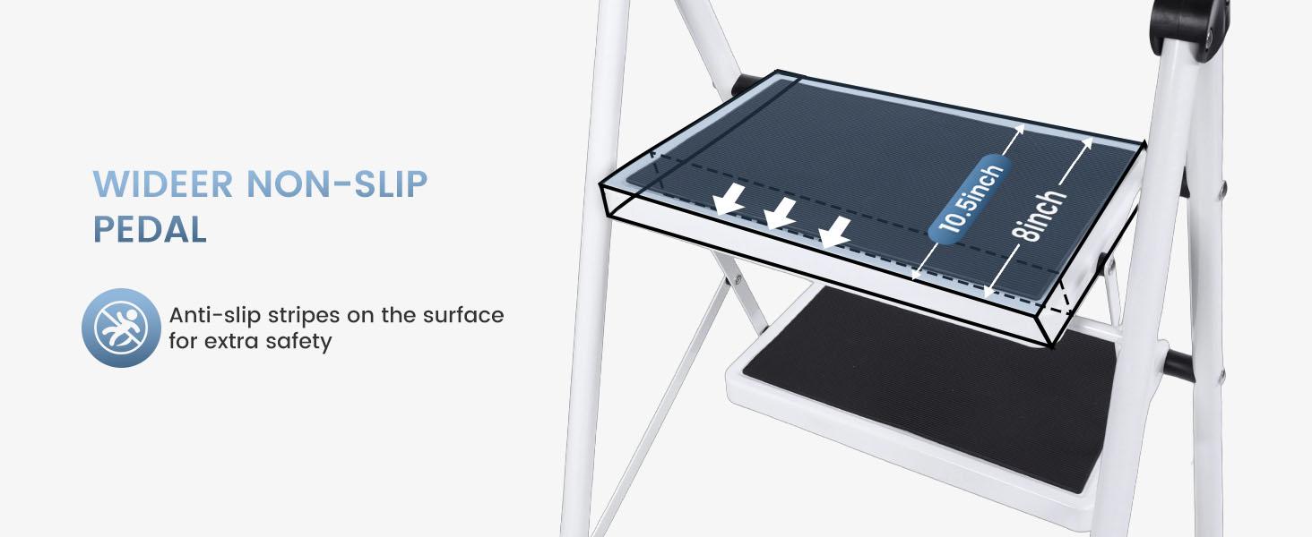 Step Ladder, 4 Sturdy Step Stool with Anti-Slip Pedal & Comfortable Handrail, 330lbs Capacity, Portable Heavy Duty Step Stool for Kitchen, Garage & Outdoor Use