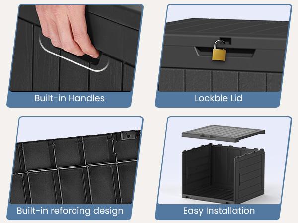 31 Gallon Deck Box, Lockable Outdoor Storage Box Indoor and Outdoor Use, Waterproof Resin Package Delivery Box