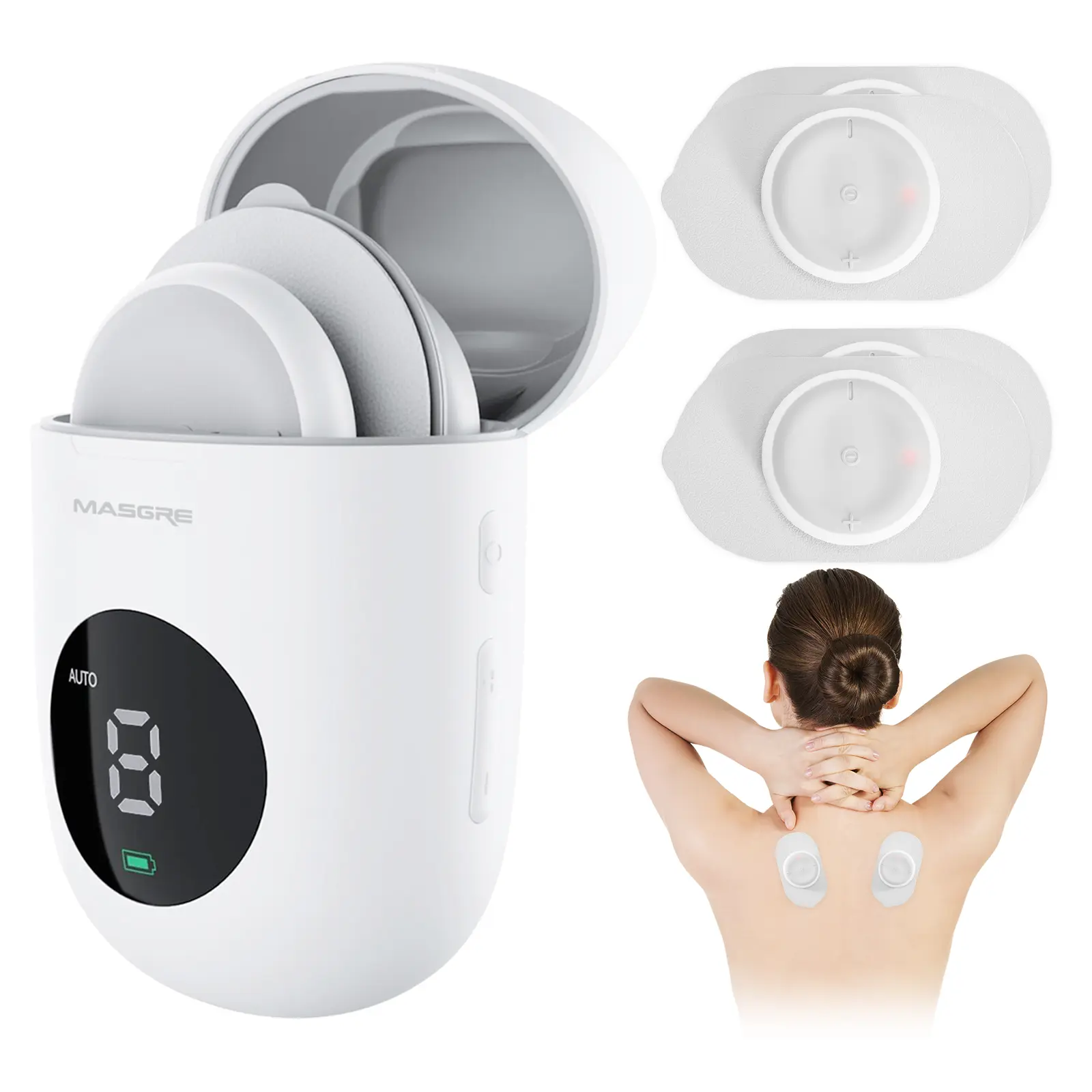 MASGRE EMS TENS Unit Muscle Stimulator for Back Pain Relief, Shoulder Pain Relief, Neck Pain, Sciatica Pain Relief, Nerve Pain Relief Smart Portable Pulse Massager EMS Low-Frequency Pulse with Rechargeable Multi Neck and Shoulder Massage for Improvement s