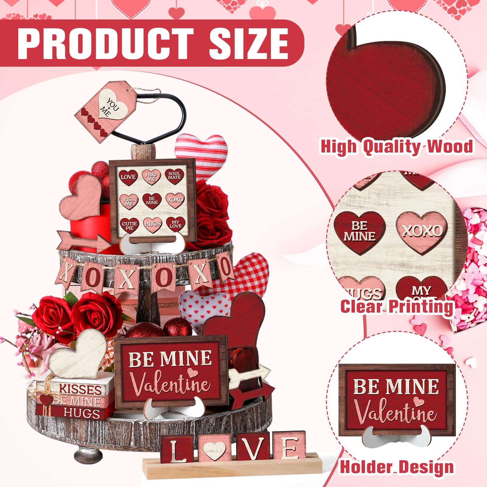 Easter Tiered Tray Decor Wooden Signs Set (No Tray), Rustic Bunny Egg Carrot Jesus Cross Risen Ornaments Cute Durable Layered Tray Signs for Mantel Shelf Table Kitchen Display, Spring Home Easter Decor Christian Family Religious Party Gifts, Date Suppiles