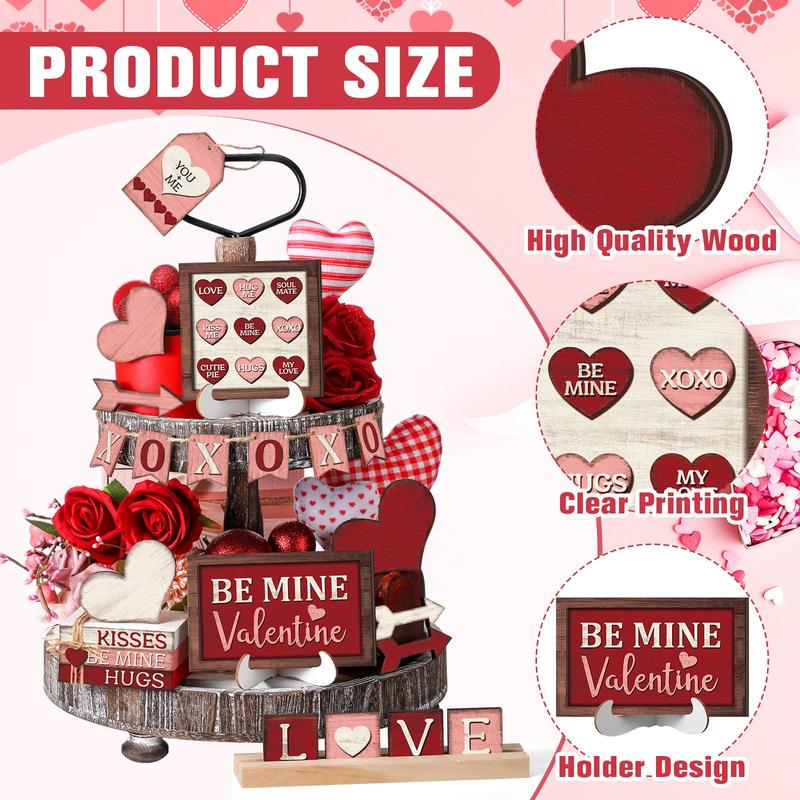 Easter Tiered Tray Decor Wooden Signs Set (No Tray), Rustic Bunny Egg Carrot Jesus Cross Risen Ornaments Cute Durable Layered Tray Signs for Mantel Shelf Table Kitchen Display, Spring Home Easter Decor Christian Family Religious Party Gifts, Date Suppiles