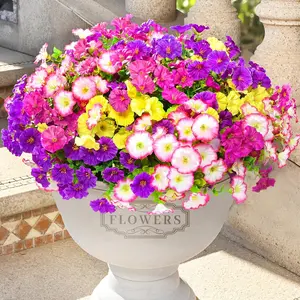 Artificial Flowers for Outdoors, 14 Bundles Fake Outdoor Flowers, UV Resistant Artificial Outdoor Plants & Flowers for Decoration, Colorful Morning Glory for Garden Porch Yard Patio, Mixed Color