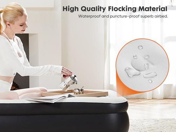 Air Mattress - 22" Inflatable Blow Up Mattress Airbed with Built-in High Capacity Pump, Adjustable, Non-Slip Bottom,Portable for Home or Camping